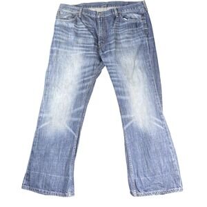 Levis 527 Jeans Mens 42x30 Blue Denim Bootcut Mid Rise Distressed Faded Wash